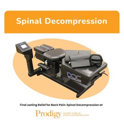 Spinal Decompression - Spinal Decompression for Back Pain Relief | Prodigy Chiro Care
Suffering from chronic back pain? At Prodigy Chiro Care, with 4 locations across LA, we offer advanced, non-surgical spinal decompression therapy to relieve pain and improve quality of life. Our personalized treatments target disc height, reduce bulging/herniated discs, and promote healing with increased blood flow. Experience long-term relief through gentle, state-of-the-art procedures tailored to your needs. Let us help you live pain-free! Spinal Decompression - Spinal Decompression for Back Pain Relief | Prodigy Chiro Care
Suffering from chronic back pain? At Prodigy Chiro Care, with 4 locations across LA, we offer advanced, non-surgical spinal decompression therapy to relieve pain and improve quality of life. Our personalized treatments target disc height, reduce bulging/herniated discs, and promote healing with increased blood flow. Experience long-term relief through gentle, state-of-the-art procedures tailored to your needs. Let us help you live pain-free!