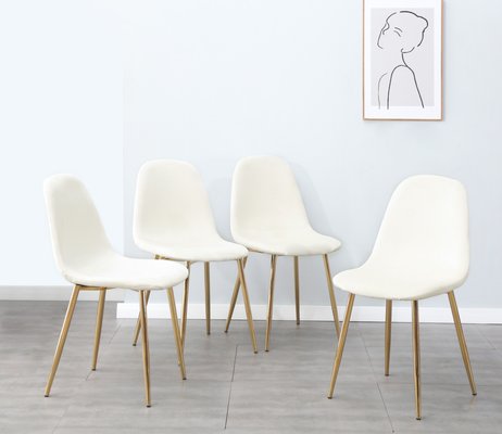 Cream Velvet Dining Chairs - They are brand new, in the box
- Set of 4 velvet dining chairs
- Ergonomic and soft velvet seat
- Gold chrome legs with luxury look
- Very easy to assemble
Dimensions:
34” H x 17” W x 17” D
Seat height: 18"
Either you pick it up or I can deliver for an extra fee. Cream Velvet Dining Chairs - They are brand new, in the box
- Set of 4 velvet dining chairs
- Ergonomic and soft velvet seat
- Gold chrome legs with luxury look
- Very easy to assemble
Dimensions:
34” H x 17” W x 17” D
Seat height: 18"
Either you pick it up or I can deliver for an extra fee.