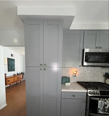 Kitchen cabinet remodel - This project included the installation of a new kitchen cabinet layout, transforming the existing kitchen into a cleaner, more open, and functional space with an updated countertop configuration.
The existing layout was revised by removing the upper cabinet and pass-through box area above the bar opening. The former raised bar section was also lowered and reconfigured to create one continuous countertop surface, helping open up the kitchen and provide a more seamless transition between the kitchen and adjacent living area.
New Best Cheer Stone kitchen cabinets were assembled, installed, leveled, shimmed, and securely fastened throughout the kitchen. The installation included necessary fillers, scribe pieces, trim, backing panels, and modifications to properly support the new countertop layout. Cabinet pulls were installed to complete the cabinetry.
The kitchen was finished with an owner-selected 3x6 subway tile backsplash extending from the countertops to the underside of the upper cabinets. Tile was also installed behind the range, along the necessary side returns, and inside the garden window area for a continuous, finished appearance.
Following the countertop and sink installation, the kitchen plumbing was reconnected with new shutoff valves, supply lines, and drain components as needed.
The completed project modernized the kitchen while improving the cabinet layout, opening up the former raised bar area, expanding the usable countertop surface, and creating a more cohesive and functional space