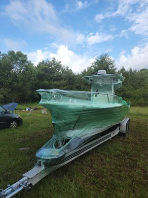 Boat Transportation - We took extra care to wrap this client's boat and secure it with additional straps to prevent any damage during the long distance trip. From Mississippi to California, our clients trust us to get their precious cargo delivered safely. Whether your need a local or long distance delivery, call today for your free estimate! Boat Transportation - We took extra care to wrap this client's boat and secure it with additional straps to prevent any damage during the long distance trip. From Mississippi to California, our clients trust us to get their precious cargo delivered safely. Whether your need a local or long distance delivery, call today for your free estimate!