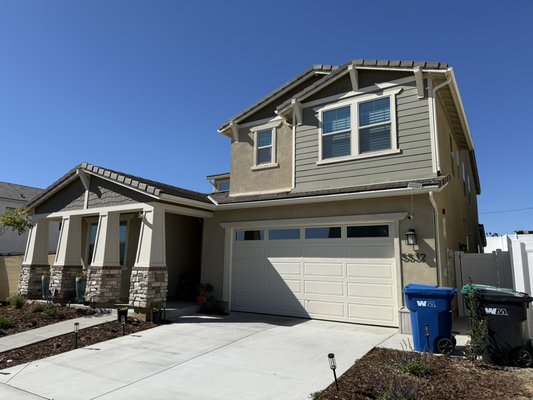 5" K Style Seamless Rain Gutter Installation - Oceanside, Ca - We Installed a 5” k-style seamless rain gutter system on this new construction home in Oceanside ca. Installed downspouts to exisiting drains and matched the colors to the appropriate colors of the house.