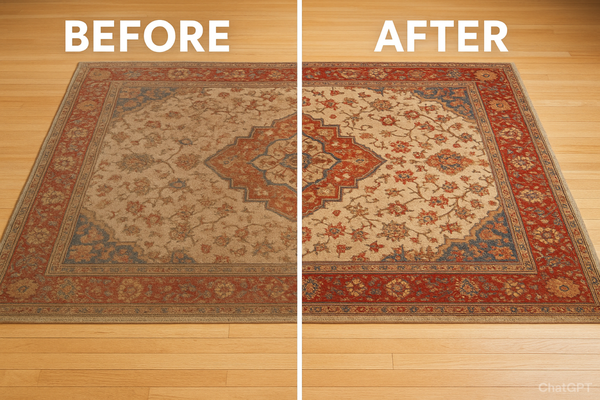 Revive My Rug - We transformed this tired rug into a vibrant centerpiece again. Using our gentle, eco-friendly cleaning methods, we lifted years of dirt and stains without damaging the fibers. The colors are brighter, the texture softer, and it’s ready to shine in the home once more. Revive My Rug - We transformed this tired rug into a vibrant centerpiece again. Using our gentle, eco-friendly cleaning methods, we lifted years of dirt and stains without damaging the fibers. The colors are brighter, the texture softer, and it’s ready to shine in the home once more.