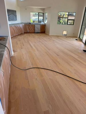 Hardwood Floor Refinishing in Pacific Palisades - Pacific Palisades — Hardwood Floor Refinishing
Transformed hardwood floors in a Pacific Palisades home with a full refinish. Sanded down to bare wood, bleached for a clean and consistent canvas, applied a color stain to hit the exact tone the homeowner wanted, then protected it all with 3 coats of polyurethane sealant. This is the full process — no steps skipped.