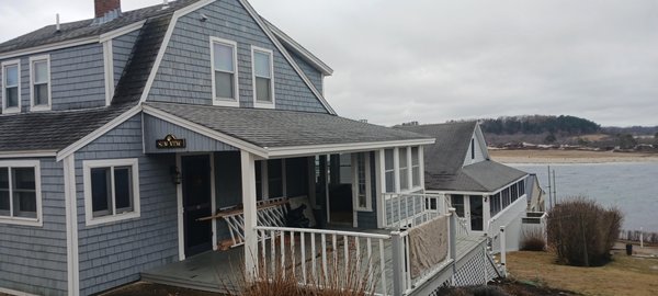 Exterior painting of shingled home on the shore - Replaced any damaged shingles and then repainted home. Exterior painting of shingled home on the shore - Replaced any damaged shingles and then repainted home.