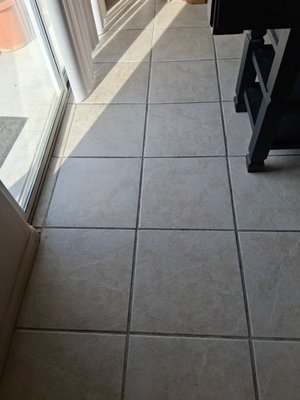 Kitchen floors today - Cleaned and restored grout for a kitchen today. Customer was super happy. No longer concerned with baby crawling around on floor. Looks clean, bright, and new! Kitchen floors today - Cleaned and restored grout for a kitchen today. Customer was super happy. No longer concerned with baby crawling around on floor. Looks clean, bright, and new!