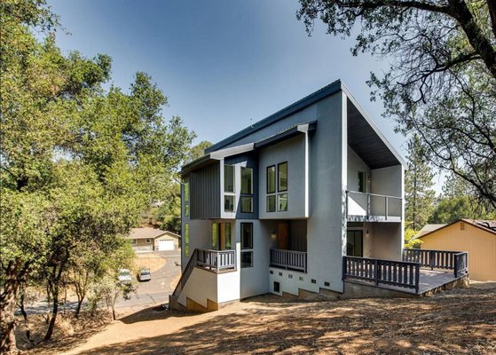 Residential Custom Home Design - A two-story Custom Home on a sloping site.