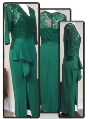 Alterations - This dress alteration was done on a lovely dress dragging the ground on the intended wearer. After altering the hem and shaping it in the front to allow for the leggy slit to fall in a flattering manner on the wearer, this dress was fit for any prom, evening out, or jazzy event.