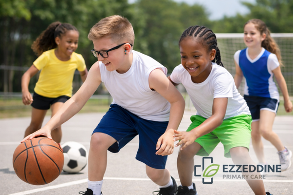 School & Sports Physical Exams - School, sports, and camp physical exams are required for children and teens who are attending school, enrolling in camps, or participating in sports and after-school activities. These exams help ensure patients are healthy, physically ready, and safe to participate, while also identifying any medical conditions that may need special attention.

Sports physicals aren’t just for kids — adults can also benefit from a physical exam when starting a new sport, exercise program, or changing their fitness routine.

At Ezzeddine Primary Care, Dr. Tarek Ezzeddine and our caring medical team provide thorough, efficient physical exams for school, sports, camp, employment, and general wellness needs. Our goal is to make the process simple, affordable, and stress-free for the entire family.

Walk-ins are welcome, and same-day appointments are often available.