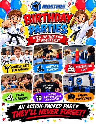 Martial Arts Birthday Party - Martial arts birthday parties at Master martial arts in Syosset is a fun and safe way to build quality and confidence in a fun environment. Call today for more details. ￼