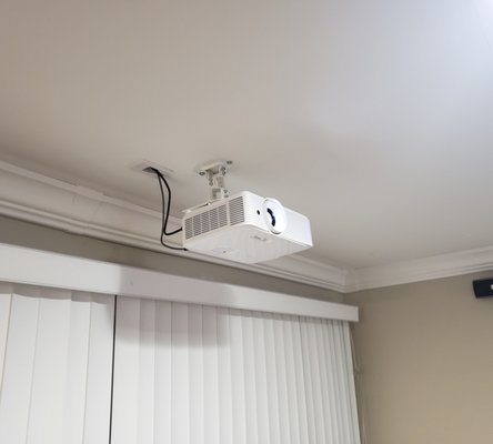 Home Theater Setup and Wire Concealment - Mounted projector and speakers, setup receiver and concealed all wiring. Home Theater Setup and Wire Concealment - Mounted projector and speakers, setup receiver and concealed all wiring.