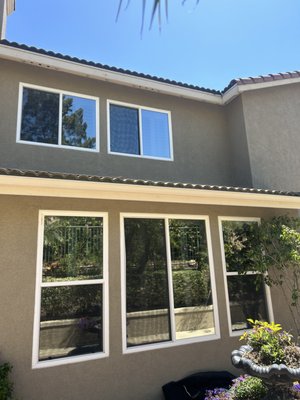 Window cleaning and solar panel cleaning - We recently completed a comprehensive window and solar panel cleaning project in San Marcos, CA. The home's windows were meticulously cleaned, leaving them sparkling and streak-free, enhancing the property's overall appearance. Simultaneously, the rooftop solar panels were thoroughly washed using eco-friendly methods, effectively removing accumulated dust and debris. This not only restored their optimal efficiency but also contributes to increased energy production for the homeowner.