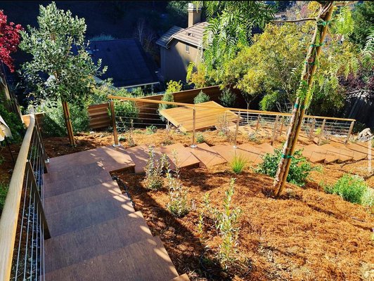 Landscape Access & Deck - This very steep backyard needed steps and a place to hang out. So we gave it that! Landscape Access & Deck - This very steep backyard needed steps and a place to hang out. So we gave it that!