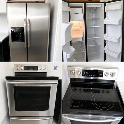 Detailed Kitchen Appliance Cleaning - Detailed cleaning of the refrigerator and stove, including the appliance exteriors, refrigerator interior, glass cooktop, handles, and surrounding areas. The proper tools, products, and cleaning methods were used for each surface, leaving the kitchen appliances clean, polished, and refreshed. Detailed Kitchen Appliance Cleaning - Detailed cleaning of the refrigerator and stove, including the appliance exteriors, refrigerator interior, glass cooktop, handles, and surrounding areas. The proper tools, products, and cleaning methods were used for each surface, leaving the kitchen appliances clean, polished, and refreshed.