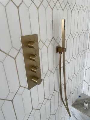 Bathroom remodel. - Bathroom remodel, new tub and freestanding tub valve, new shower valve with 3 accessory sprayers.