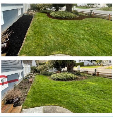 Mulch installation - First, we take care of the cleanup, then proceed to install high-quality black mulch, giving these flower beds incredible results.