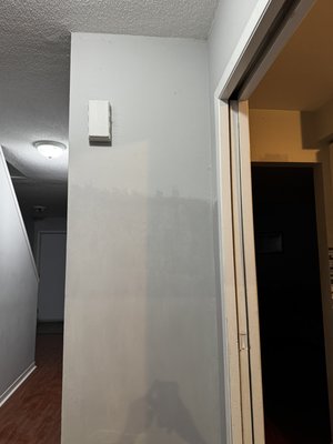 Drywall repair in London Ontario - Here I had a customer who called me, he asked me if I could repair a hole in the wall,
I went over I cut out the hole, put a new piece of drywall in the wall and taped and put a new fresh coat of mud on it all.
It is all done with a new fresh coat of paint on it.
My customer was very happy with the results, he left a great review on facebook for me. Drywall repair in London Ontario - Here I had a customer who called me, he asked me if I could repair a hole in the wall,
I went over I cut out the hole, put a new piece of drywall in the wall and taped and put a new fresh coat of mud on it all.
It is all done with a new fresh coat of paint on it.
My customer was very happy with the results, he left a great review on facebook for me.