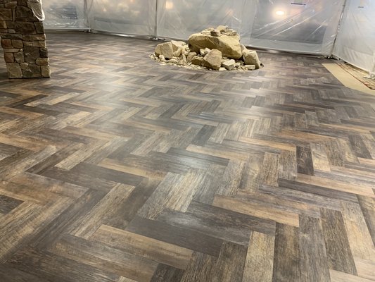Herringbone LVP in Elk Grove. - At this project we had to demo Porcelain Tile due to chipping and Trip Hazzard. Instead we installed Gluedown LVP. Herringbone LVP in Elk Grove. - At this project we had to demo Porcelain Tile due to chipping and Trip Hazzard. Instead we installed Gluedown LVP.