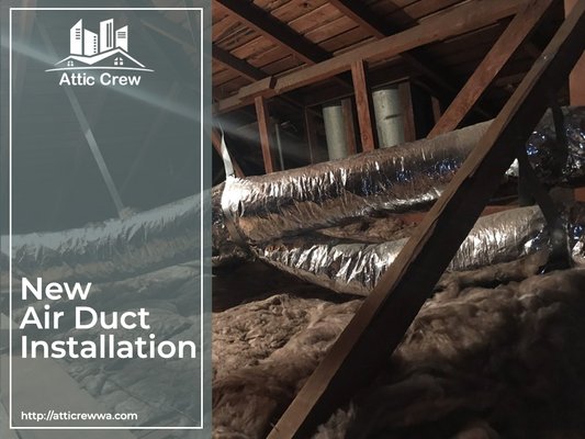 New Air Duct Installation - New flex air duct installation in attic.