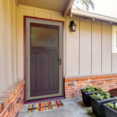 Security screen doors - Our Meshtec security screen products not only keep the bad guys out giving you peace of mind, but also keep your pets (and that "active" child!) from clawing their way out! Our screens are made ofd Japanese hightenisl stainless steel, that will outlast your home, so you will never again need to fix your flimsy screens. We have single doors, French doors, slider doors and windows screen options....all come in 17 colors to give you the ability to blend these security screens into your home. Security screen doors - Our Meshtec security screen products not only keep the bad guys out giving you peace of mind, but also keep your pets (and that "active" child!) from clawing their way out! Our screens are made ofd Japanese hightenisl stainless steel, that will outlast your home, so you will never again need to fix your flimsy screens. We have single doors, French doors, slider doors and windows screen options....all come in 17 colors to give you the ability to blend these security screens into your home.