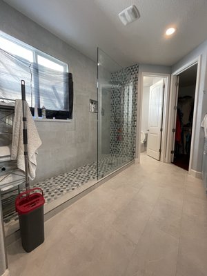Bathroom Remodel - This is a full bathroom remodel done on an old bathroom with a bathtub and shower setup.
We transformed it in a spa bathroom with ample space for the home owner. Bathroom Remodel - This is a full bathroom remodel done on an old bathroom with a bathtub and shower setup.
We transformed it in a spa bathroom with ample space for the home owner.