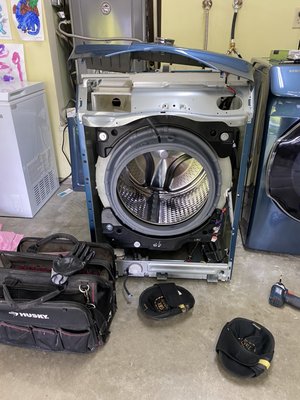 Washer repair - Original problem with front washer Samsung-leaking water. Replaced boot seal with 1 hour. Same day repair. Washer repair - Original problem with front washer Samsung-leaking water. Replaced boot seal with 1 hour. Same day repair.