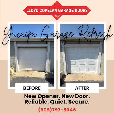 Yucaipa Garage Refresh - Sometimes the best upgrade is just a door that finally works correctly and stays quiet. We just finished this clean swap for a neighbor...replacing a tired old setup with a durable Clopay door and a LiftMaster 2420L opener.
The biggest win? Total peace of mind. With the built-in camera and myQ app, the homeowner can check the door from their phone anywhere. No more "did I leave the garage open?" panic. It’s whisper-quiet, secure, and, best of all, it just works.
We’re proud to be Yucaipa locals. If your door is starting to "groan" or you just want the security of monitoring your home from your phone, shoot us a message. We're happy to stop by for a quick safety check!
Your neighborhood garage door expert since 1972.
CSLB License Number: # 379544 Bonded and Insured Yucaipa Garage Refresh - Sometimes the best upgrade is just a door that finally works correctly and stays quiet. We just finished this clean swap for a neighbor...replacing a tired old setup with a durable Clopay door and a LiftMaster 2420L opener.
The biggest win? Total peace of mind. With the built-in camera and myQ app, the homeowner can check the door from their phone anywhere. No more "did I leave the garage open?" panic. It’s whisper-quiet, secure, and, best of all, it just works.
We’re proud to be Yucaipa locals. If your door is starting to "groan" or you just want the security of monitoring your home from your phone, shoot us a message. We're happy to stop by for a quick safety check!
Your neighborhood garage door expert since 1972.
CSLB License Number: # 379544 Bonded and Insured