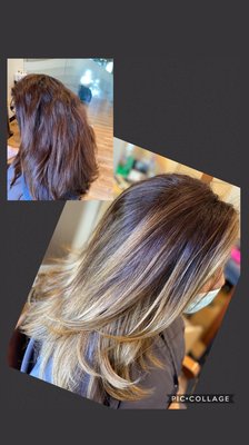 Balayage ombré - This transformation was done on dark boxed color hair! It took about 3 hrs and the results came out beautiful!! Balayage ombré - This transformation was done on dark boxed color hair! It took about 3 hrs and the results came out beautiful!!
