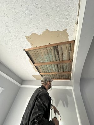 Drywall Repair - This is a drywall repair from a plumbing issue. It is a textured ceiling which required blending the existing texture  Drywall Repair - This is a drywall repair from a plumbing issue. It is a textured ceiling which required blending the existing texture 