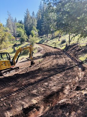 Steep driveway with erosion control - Steep uphill driveway with erosion control and V-ditching Steep driveway with erosion control - Steep uphill driveway with erosion control and V-ditching