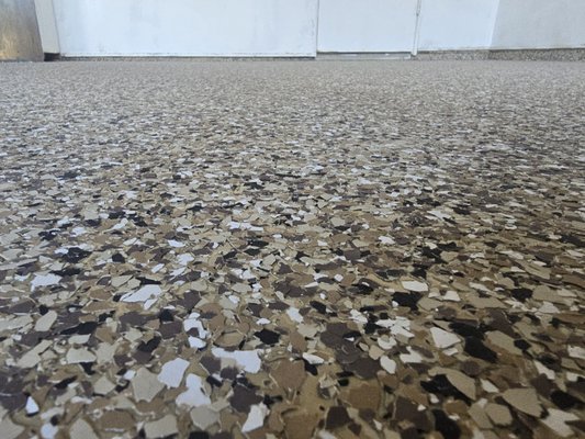 giving a second chance to your garage. - The floor had much repair work to be done, we tested the floor for any calcium, and it did pop with some areas that were affected by moisture, so we decided to add a moisture barrier, to protect the floor and prevent the epoxy to peel in the future. giving a second chance to your garage. - The floor had much repair work to be done, we tested the floor for any calcium, and it did pop with some areas that were affected by moisture, so we decided to add a moisture barrier, to protect the floor and prevent the epoxy to peel in the future.