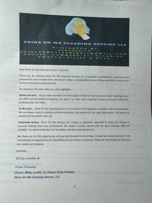 policy - these are our policy, we do have every client sign these and leave a copy with them so they have them on file along with shine on me cleaning in the office. policy - these are our policy, we do have every client sign these and leave a copy with them so they have them on file along with shine on me cleaning in the office.