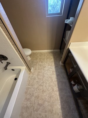 Tile Flooring Installation/Shower Installation 2026! - This bathroom remodel needed to be done customer wanted to tile the shower area after we did plumbing job. We also did all the drywall work, baseboards, door, casing installation. Customer was excited for his new bathroom. Let’s not forget we also refinished the cabinets! BOOK YOUR CONSULTATION TODAY!
