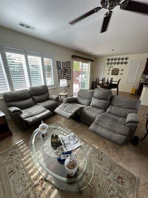 Recliners cleaning. - Today we cleaned two recliner sofas — a three-seater and a two-seater. The customer, a 92-year-old gentleman, mentioned that he hadn’t cleaned them in seven years. The sofas were heavily soiled with deep dirt and buildup. After three hours of detailed cleaning, the sofas regained their original appearance — now fresh, clean, and looking like new again.