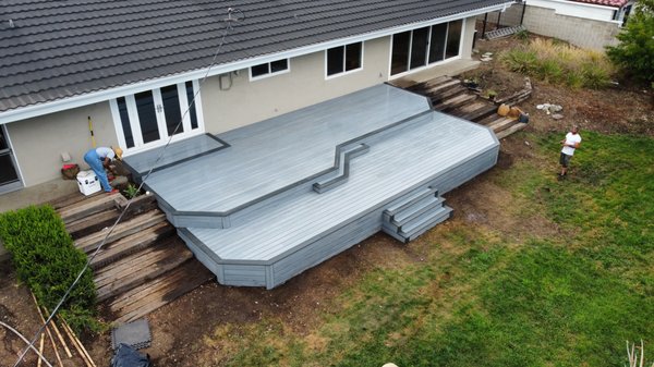 Custom 2 Elevation Deck - Trex "enhance" Collection - Custom design on this beauty!