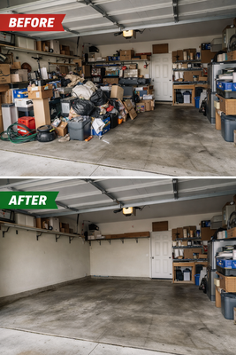 Property clean out - Before and after of a garage cleanout 🛻✨

What started as a cluttered, packed-out garage is now a clean open space with room to actually use again. We hauled away the junk and helped bring the garage back to life.