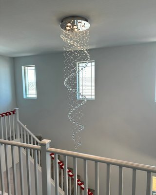 Beautiful Chandelier hanging - Hung this Beautiful Chandelier, 20 Ft ceilings Beautiful Chandelier hanging - Hung this Beautiful Chandelier, 20 Ft ceilings