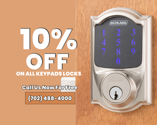 10% OFF ALL KEYPADS OF ALL MODELS AND BRANDS! GRAB ONE NOW! - Vegas homeowners and business owners it’s time for an upgrade. We’re knocking 10% off the price of all keypads, no matter the brand.

If you've been thinking about switching to a code-entry system, now is the time. Fast service, no hassle, and a solid discount. Contact A Team Locksmith today and let's get to work!