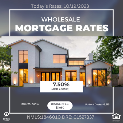 Wholesale Mortgage Rates - Save Money with A Wholesale Mortgage Rate Today!

Save as much as $203.12 a month on a $600,000 loan amount by simply applying for our wholesale mortgage rate. Retail rate: 7.99% vs Wholesale rate: 7.50%

Upfront costs for this offer: $8,515 

Fees are commonly labeled as Origination, Application, Processing, Underwriting, or administrative fees on the Loan Estimate. 

Call for details!