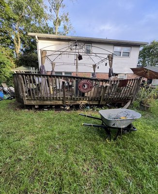 Deck Removal - We demolished this dilapidated deck and cleared the way for something amazing!
Our customer was ready to say goodbye to the old deck and make room for a brand-new backyard entertaining area. We brought the muscle, removed the structure, hauled away the debris, and left the space ready for its next chapter.
✅ Deck Removal - We demolished this dilapidated deck and cleared the way for something amazing!
Our customer was ready to say goodbye to the old deck and make room for a brand-new backyard entertaining area. We brought the muscle, removed the structure, hauled away the debris, and left the space ready for its next chapter.
✅