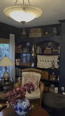1920s Ventura Beach Bungalow Refresh - We transformed this local 1920s beach bungalow into a sophisticated retreat. The project involved full prep and protection of the historic home before taking the living room from bright to moody. We painted the textured walls, crown molding, and vintage built-ins in a deep navy to highlight the architectural charm. 1920s Ventura Beach Bungalow Refresh - We transformed this local 1920s beach bungalow into a sophisticated retreat. The project involved full prep and protection of the historic home before taking the living room from bright to moody. We painted the textured walls, crown molding, and vintage built-ins in a deep navy to highlight the architectural charm.