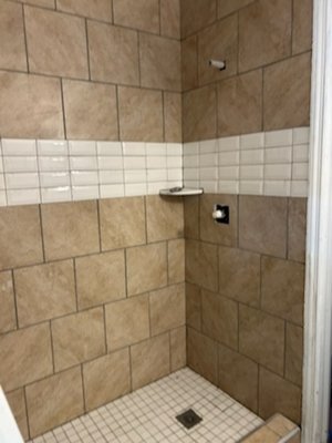 Tub to Shower Conversion W/ Kitchen Countertop & Cabinetry Installation - Kitchen cabinetry & countertop installation W/ bathtub to walk-In shower conversion. Tub to Shower Conversion W/ Kitchen Countertop & Cabinetry Installation - Kitchen cabinetry & countertop installation W/ bathtub to walk-In shower conversion.