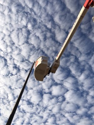 Parking lot lighting repairs - LED lighting upgrades for a parking lot that was not producing enough light for their customers safety. Parking lot lighting repairs - LED lighting upgrades for a parking lot that was not producing enough light for their customers safety.