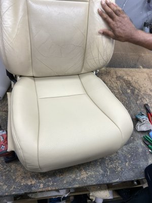 removing old leather and replacing new car seat - This remodel was an old car seat and we created a new leather seat as requested by the customer what do you think, do you like it?