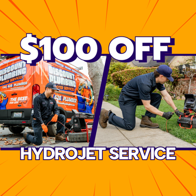 $100 OFF Hydro Jetting - Save $100 on hydro jetting services! Same-day hydro jetting available! Get rid of tree roots and sewer drain clogs with a high pressure water jet today!
