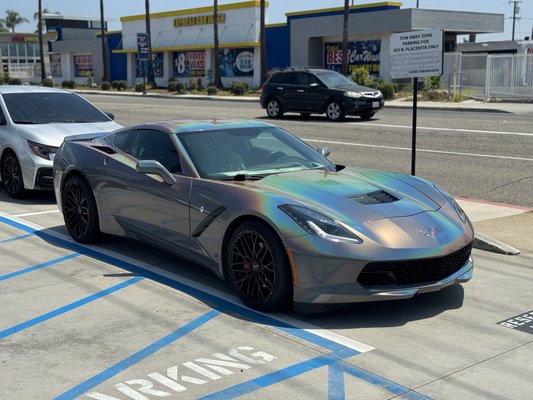 C7 Corvette Full Vehicle Wrap - A C7 Corvette was brought to us by a customer to give it a whole new look. We wrapped the entire vehicle in 3M Gloss Psychedelic Flip. The final result was flawless. These are the results we achieve on a daily basis. Our skilled installers are all about attention to detail.