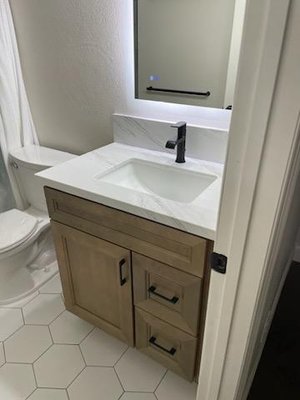 Stand up ti tub conversion - This was a remodel of a bathroom from stand up to to tub to accommodate a toddler