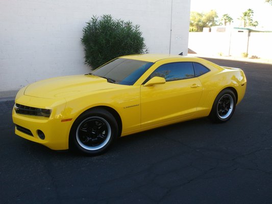 Carbo Ceramic Automotive Window Tinting Film - The customer chose the Black Pearl IR Carbon Ceramic Film from Madico for this Camaro. The 20% shade was used on the two front doors and 5% on the rear quarters and back glass, and 50% on the windsield to set this Camaro Off! The film is made to remove more InfraRed Light than standard films. The most intense heat is IR light, we have films that remove more than 95% of the IR! We have almost clear films that will stop over 50% of the heat and almost all of the IR and 99.9% of the harmful UV light. Carbo Ceramic Automotive Window Tinting Film - The customer chose the Black Pearl IR Carbon Ceramic Film from Madico for this Camaro. The 20% shade was used on the two front doors and 5% on the rear quarters and back glass, and 50% on the windsield to set this Camaro Off! The film is made to remove more InfraRed Light than standard films. The most intense heat is IR light, we have films that remove more than 95% of the IR! We have almost clear films that will stop over 50% of the heat and almost all of the IR and 99.9% of the harmful UV light.