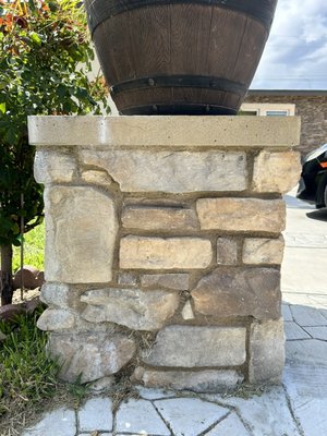 Stone planter, block base then added stone - This remodel was done for the owner who wanted planters to match the house. Stone planter, block base then added stone - This remodel was done for the owner who wanted planters to match the house.