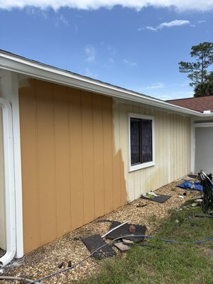 Exterior house painting - I painted the entire exterior of the home as well as refinished the concrete driveway Exterior house painting - I painted the entire exterior of the home as well as refinished the concrete driveway