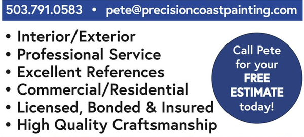 Commercial/Residential Call Today! - Interior/Exterior - Professional Service - Excellent References - Commercial/Residential - Licensed - Bonded & Insured - High Quality Craftsmanship. Commercial/Residential Call Today! - Interior/Exterior - Professional Service - Excellent References - Commercial/Residential - Licensed - Bonded & Insured - High Quality Craftsmanship.
